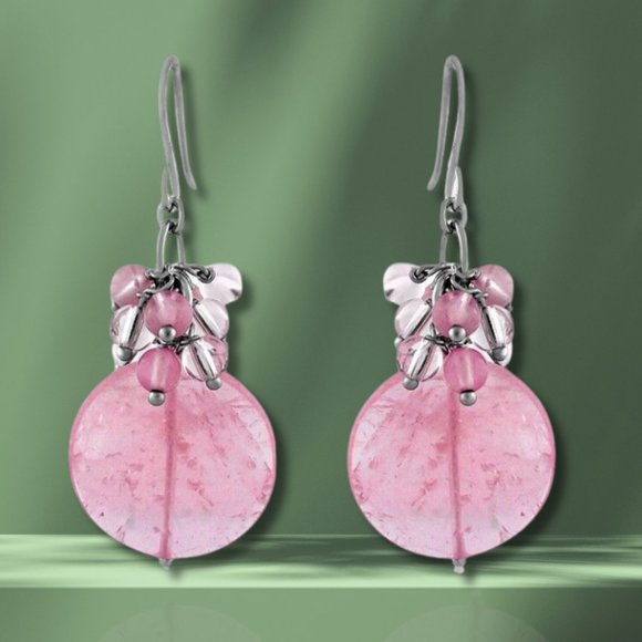 Pink Crystal Rose Quartz Sterling Silver Earrings Love Stone Healing Gemstone - Picture 8 of 8